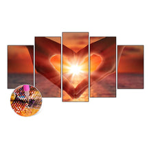 Load image into Gallery viewer, Love Hand in Sunset 5 Panel 95x45cm(canvas) full round drill diamond painting
