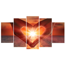 Load image into Gallery viewer, Love Hand in Sunset 5 Panel 95x45cm(canvas) full round drill diamond painting
