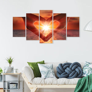Love Hand in Sunset 5 Panel 95x45cm(canvas) full round drill diamond painting