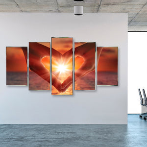 Love Hand in Sunset 5 Panel 95x45cm(canvas) full round drill diamond painting