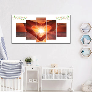 Love Hand in Sunset 5 Panel 95x45cm(canvas) full round drill diamond painting