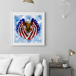 American Flag Eagle 30x30cm(canvas) full round drill diamond painting