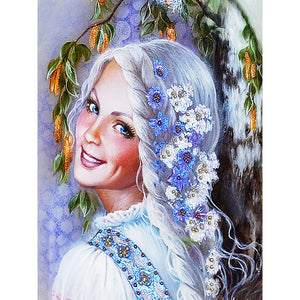 Smile Girl 30x40cm(canvas) partial beautiful special shaped drill diamond painting