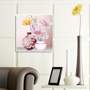 Flower Vase 35x35cm(canvas) beautiful special shaped drill diamond painting
