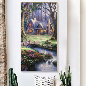 Forest Hut 45x85cm(canvas) full round drill diamond painting