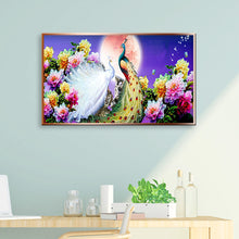 Load image into Gallery viewer, Peafowl Moon 100x50cm(canvas) full round drill diamond painting
