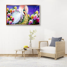 Load image into Gallery viewer, Peafowl Moon 100x50cm(canvas) full round drill diamond painting

