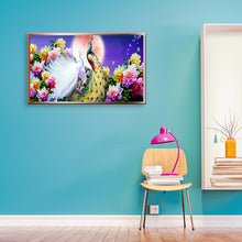 Load image into Gallery viewer, Peafowl Moon 100x50cm(canvas) full round drill diamond painting

