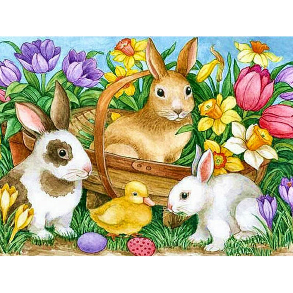 Easter Bunny 50x40cm(canvas) full round drill diamond painting