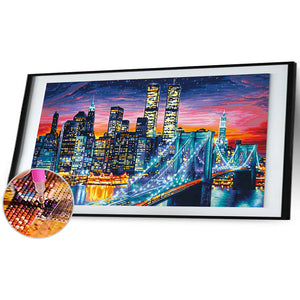 City Night View 100x50cm(canvas) full round drill diamond painting