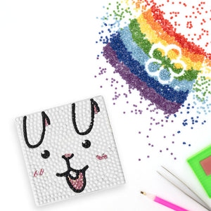 DIY Diamond Painting Kit Coaster Ceramics Insulation Cartoon Pad (Rabbit)