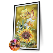 Load image into Gallery viewer, Sunflower+Butterfy 30x50cm(canvas) partial special shaped drill diamond painting
