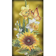 Load image into Gallery viewer, Sunflower+Butterfy 30x50cm(canvas) partial special shaped drill diamond painting
