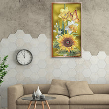 Load image into Gallery viewer, Sunflower+Butterfy 30x50cm(canvas) partial special shaped drill diamond painting
