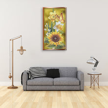 Load image into Gallery viewer, Sunflower+Butterfy 30x50cm(canvas) partial special shaped drill diamond painting
