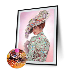 Elegant Lady 30x40cm(canvas) partial special shaped drill diamond painting