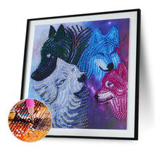 Load image into Gallery viewer, Wolf Pack 25x25cm(canvas) partial special shaped drill diamond painting
