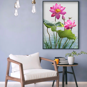 Dragonfly Lotus 30x40cm(canvas) full round drill diamond painting