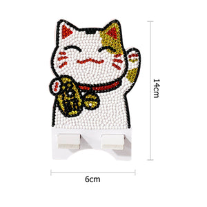 DIY Mobile Phone Holder Rhinestone Resin Bracket Desktop Decor (Lucky Cat)