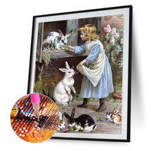 Load image into Gallery viewer, Girl &amp; Rabbit 30x40cm(canvas) full round drill diamond painting
