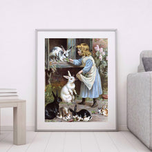 Load image into Gallery viewer, Girl &amp; Rabbit 30x40cm(canvas) full round drill diamond painting
