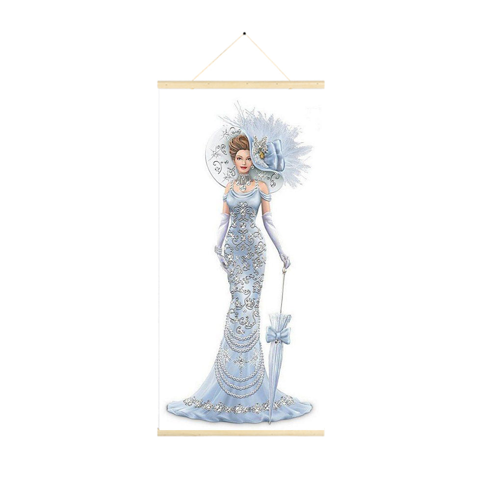 Elegant Dress Lady 20x50cm(canvas) partial special shaped drill hanging diamond painting