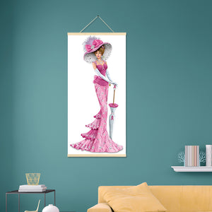 Elegant Dress Lady 20x50cm(canvas) partial special shaped drill hanging diamond painting