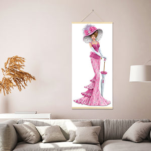 Elegant Dress Lady 20x50cm(canvas) partial special shaped drill hanging diamond painting