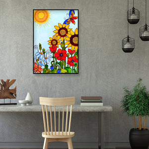 Butterfly Sunflower 30x40cm(canvas) partial special shaped drill diamond painting