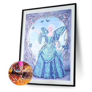 Angel Dress Lady 30x45cm(canvas) partial special shaped drill diamond painting