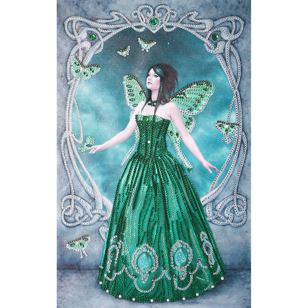 Angel Dress Lady 30x45cm(canvas) partial special shaped drill diamond painting