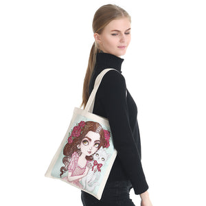 DIY Diamond Painting Handbag Reusable Shoulder Shopping Tote (BB004 Girl)