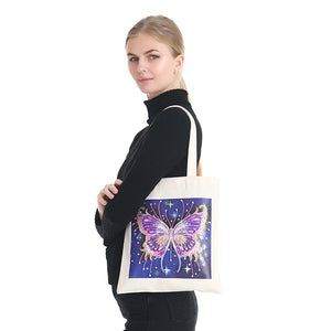 DIY Diamond Painting Handbag Shopping Storage Tote (BB001 Purple Butterfly)