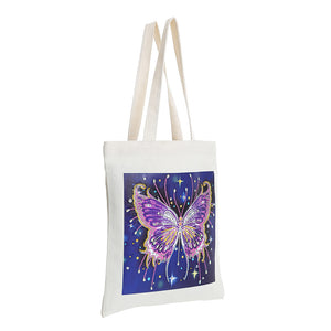 DIY Diamond Painting Handbag Shopping Storage Tote (BB001 Purple Butterfly)