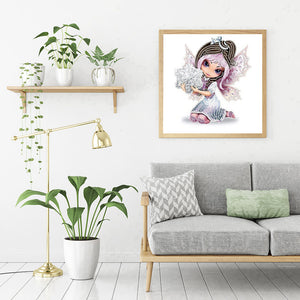 Big Eyes Doll 30x30cm(canvas) partial special shaped drill diamond painting