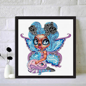 Big Eyes Doll 30x30cm(canvas) partial special shaped drill diamond painting