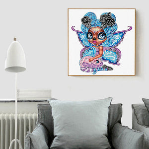 Big Eyes Doll 30x30cm(canvas) partial special shaped drill diamond painting
