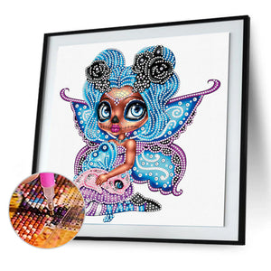 Big Eyes Doll 30x30cm(canvas) partial special shaped drill diamond painting