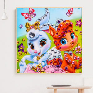 Two Rabbits 30x30cm(canvas) partial special shaped drill diamond painting