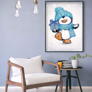 Cartoon Penguin 30x40cm(canvas) partial special shaped drill diamond painting