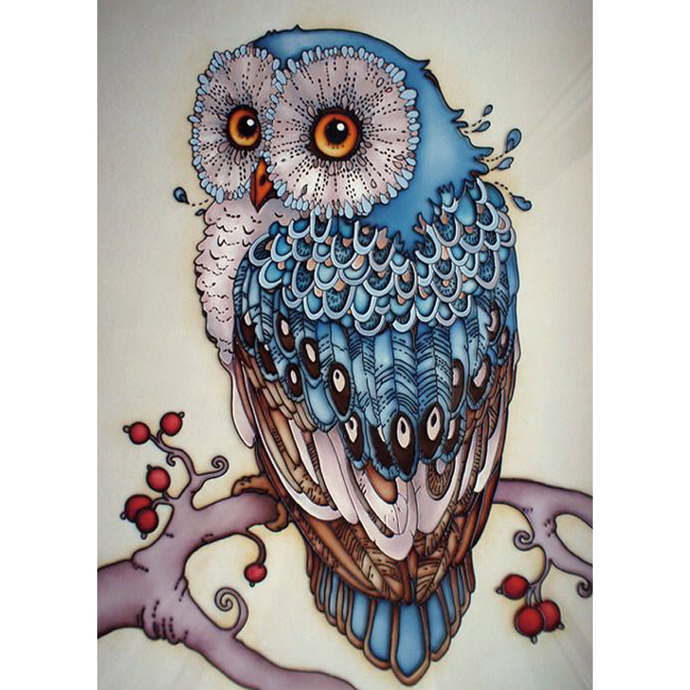 Blue Owl 30x40cm(canvas) full round drill diamond painting