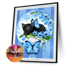 Load image into Gallery viewer, Cat and Butterfly 30x40cm(canvas) full round drill diamond painting
