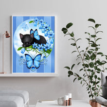 Load image into Gallery viewer, Cat and Butterfly 30x40cm(canvas) full round drill diamond painting
