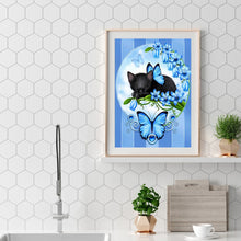 Load image into Gallery viewer, Cat and Butterfly 30x40cm(canvas) full round drill diamond painting
