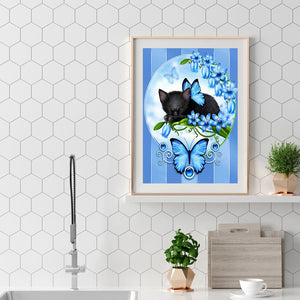 Cat and Butterfly 30x40cm(canvas) full round drill diamond painting