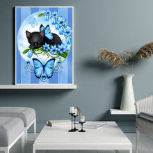 Load image into Gallery viewer, Cat and Butterfly 30x40cm(canvas) full round drill diamond painting
