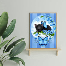 Load image into Gallery viewer, Cat and Butterfly 30x40cm(canvas) full round drill diamond painting
