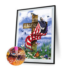 Load image into Gallery viewer, American Flag on Cross 30x40cm(canvas) full round drill diamond painting
