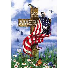 Load image into Gallery viewer, American Flag on Cross 30x40cm(canvas) full round drill diamond painting
