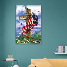 Load image into Gallery viewer, American Flag on Cross 30x40cm(canvas) full round drill diamond painting
